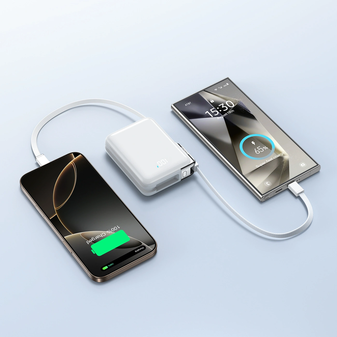 Bateria Externa Joyroom JR-PBF27 Pro, 10000mAh, 30W, QC + PD, 1 x Lightning - 2 x USB-C, Branca