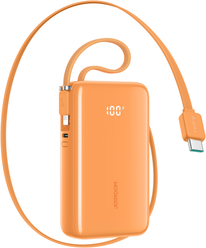 Bateria Externa Joyroom JR-PR2L, 10000mAh, 35W, QC + PD, 1 x Lightning - 2 x USB-C, Laranja
