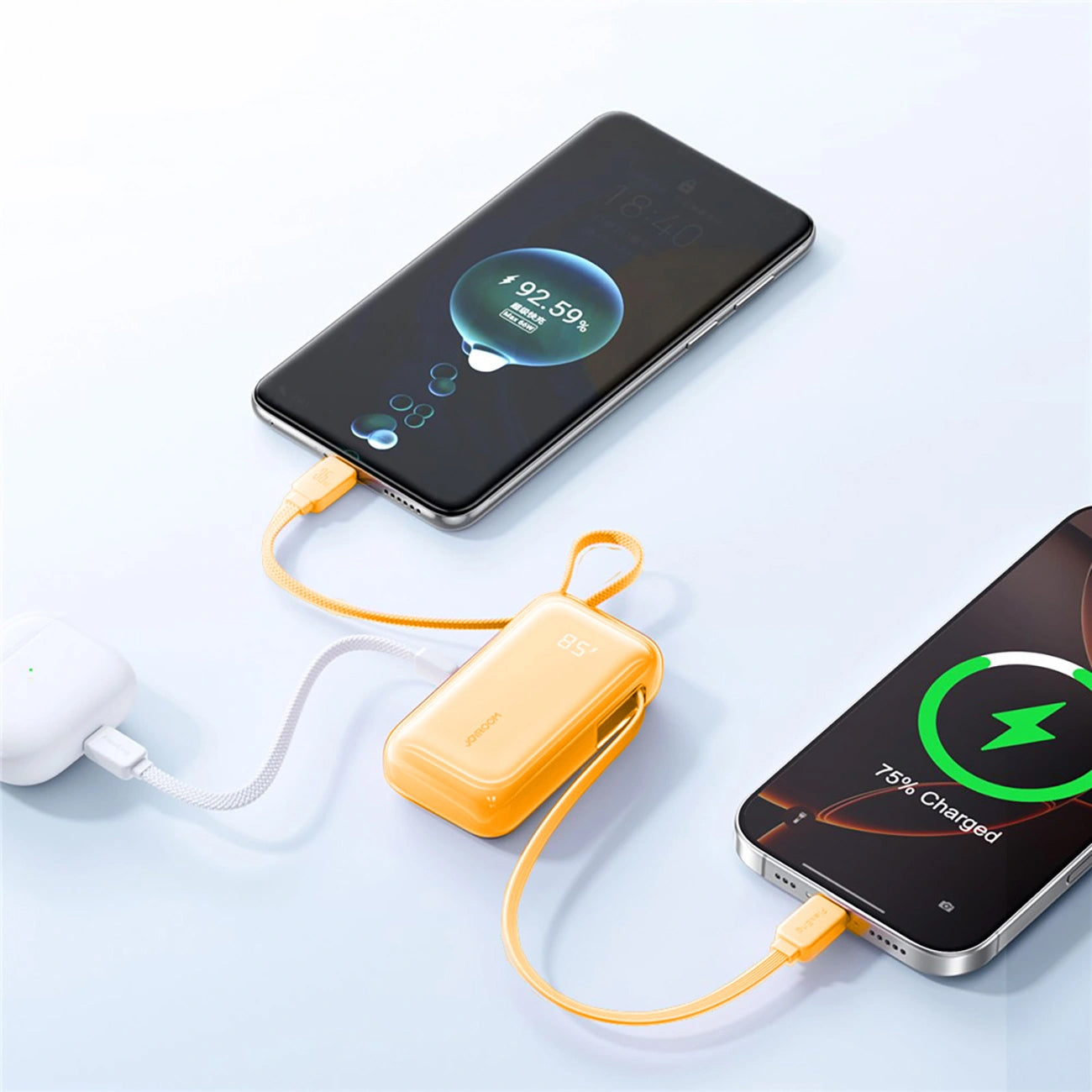 Bateria Externa Joyroom JR-PR2L, 10000mAh, 35W, QC + PD, 1 x Lightning - 2 x USB-C, Laranja