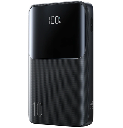Bateria Externa Joyroom JR-QP191, 10000mAh, 22.5W, QC + PD, 1 x USB-A - 2 x USB-C, Preta