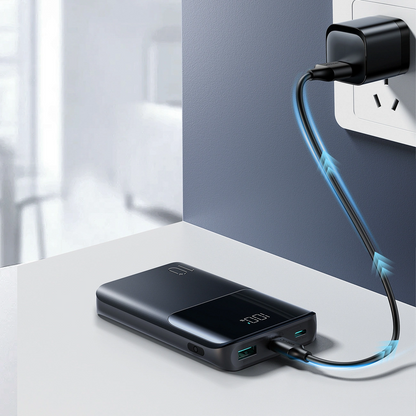Bateria Externa Joyroom JR-QP191, 10000mAh, 22.5W, QC + PD, 1 x USB-A - 2 x USB-C, Preta