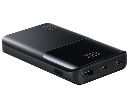 Bateria Externa Joyroom JR-QP191, 10000mAh, 22.5W, QC + PD, 1 x USB-A - 2 x USB-C, Preta
