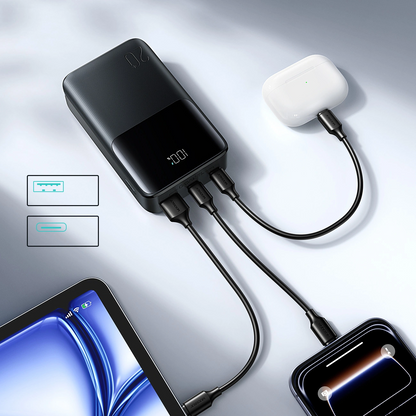 Bateria Externa Joyroom JR-QP192, 20000mAh, 22.5W, QC + PD, 1 x USB-A - 2 x USB-C, Preta