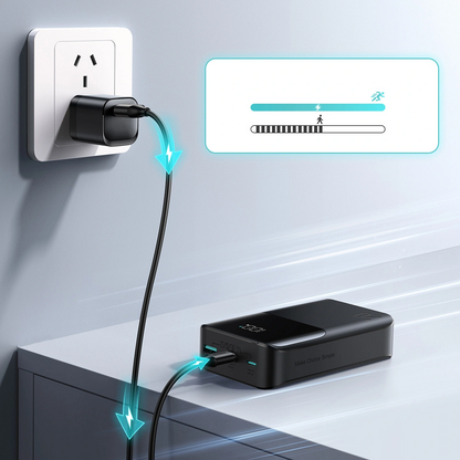 Bateria Externa Joyroom JR-QP192, 20000mAh, 22.5W, QC + PD, 1 x USB-A - 2 x USB-C, Preta