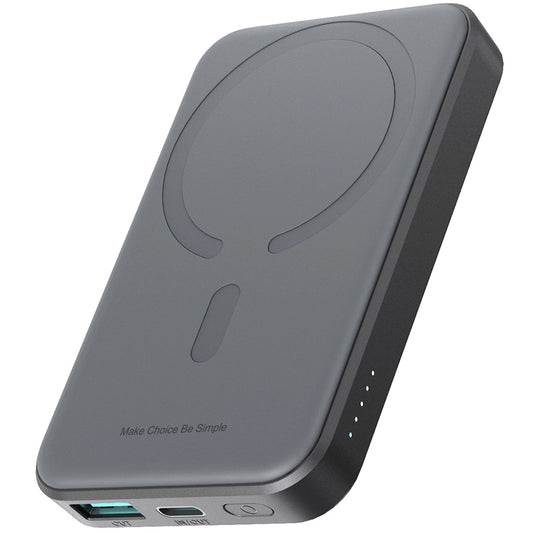 Joyroom JR-W020 Bateria externa MagSafe, 5000mAh, 20W, QC + PD + FQI, 1 x QI - 1 x USB-A - 1 x USB-C, preto