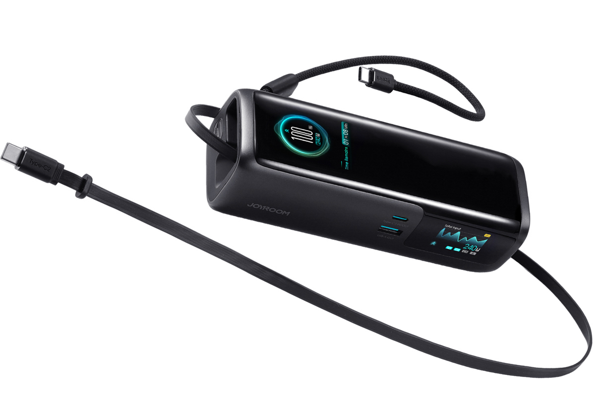 Bateria Externa Joyroom PODIX PR70, 25000mAh, 240W, QC + PD, 1 x USB-A - 3 x USB-C, Preta
