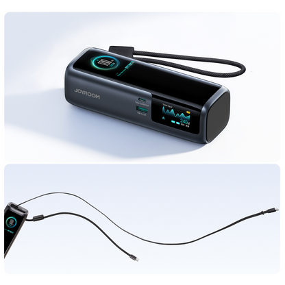 Bateria Externa Joyroom PODIX PR70, 25000mAh, 240W, QC + PD, 1 x USB-A - 3 x USB-C, Preta
