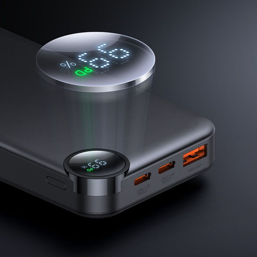 Bateria Externa McDodo MC-3850 Display, 10000mAh, 30W, QC + PD, 1 x USB-A - 2 x USB-C, Preta