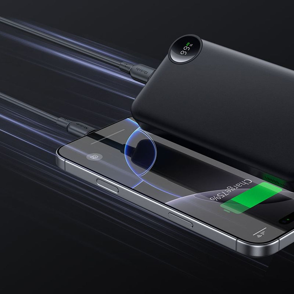 Bateria Externa McDodo MC-3850 Display, 10000mAh, 30W, QC + PD, 1 x USB-A - 2 x USB-C, Preta