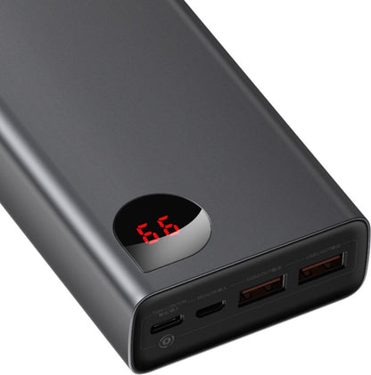 Bateria externa Baseus Adaman, 20000mAh, 65W, QC + PD, 1 x USB-C - 2 x USB-C, preto PPIMDA-D01 PPIMDA-D01 