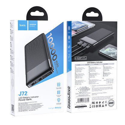 Bateria Externa HOCO J72, 10000mAh, 10W, 2 x USB-A, Preta