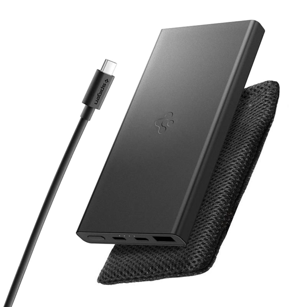 Bateria Externa Spigen Essential, 10000mAh, 22.5W, QC + PD, 1 x USB-A - 2 x USB-C, Preta