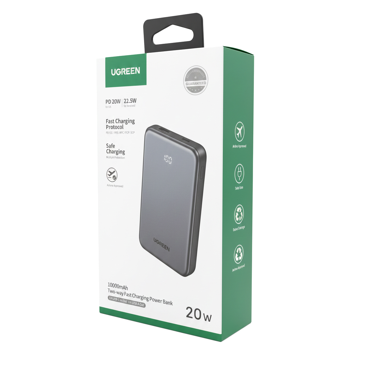 Bateria Externa UGREEN 75131B, 10000mAh, 22.5W, QC + PD, 1 x USB-A - 1 x USB-C, Cinzento