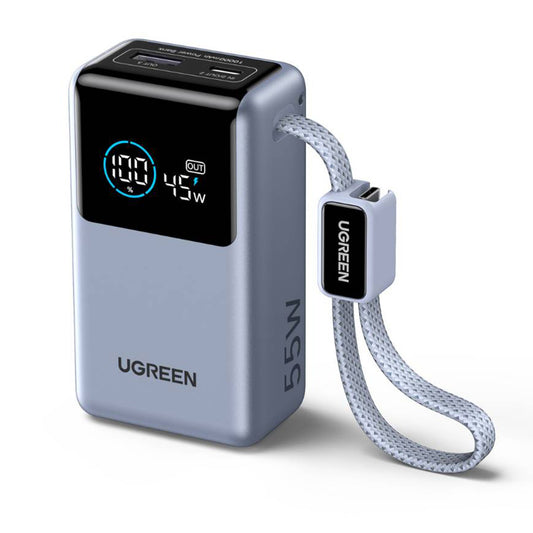 Bateria Externa UGREEN Nexode Pro PB727 (75701B), 10000mAh, 55W, QC + PD, 1 x USB-A - 2 x USB-C, Cinzento