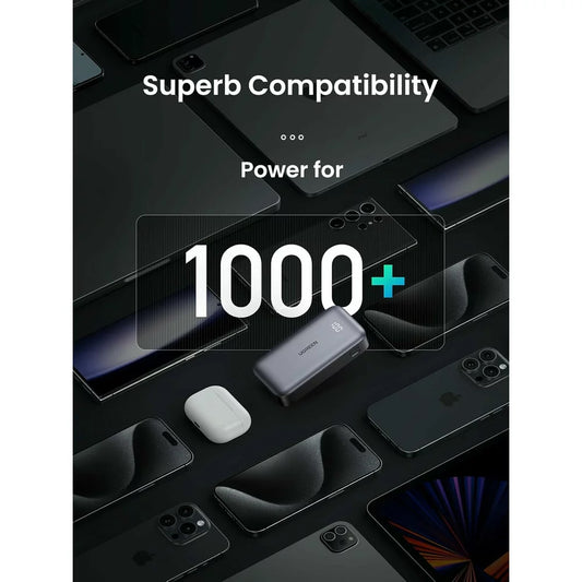Bateria Externa UGREEN PB502, 10000mAh, 30W, QC + PD, 1 x USB-A - 1 x USB-C, Cinzento