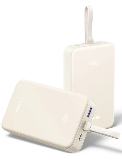 Bateria Externa UGREEN PB521, 20000mAh, 30W, QC + PD, 1 x USB-A - 2 x USB-C, Branca