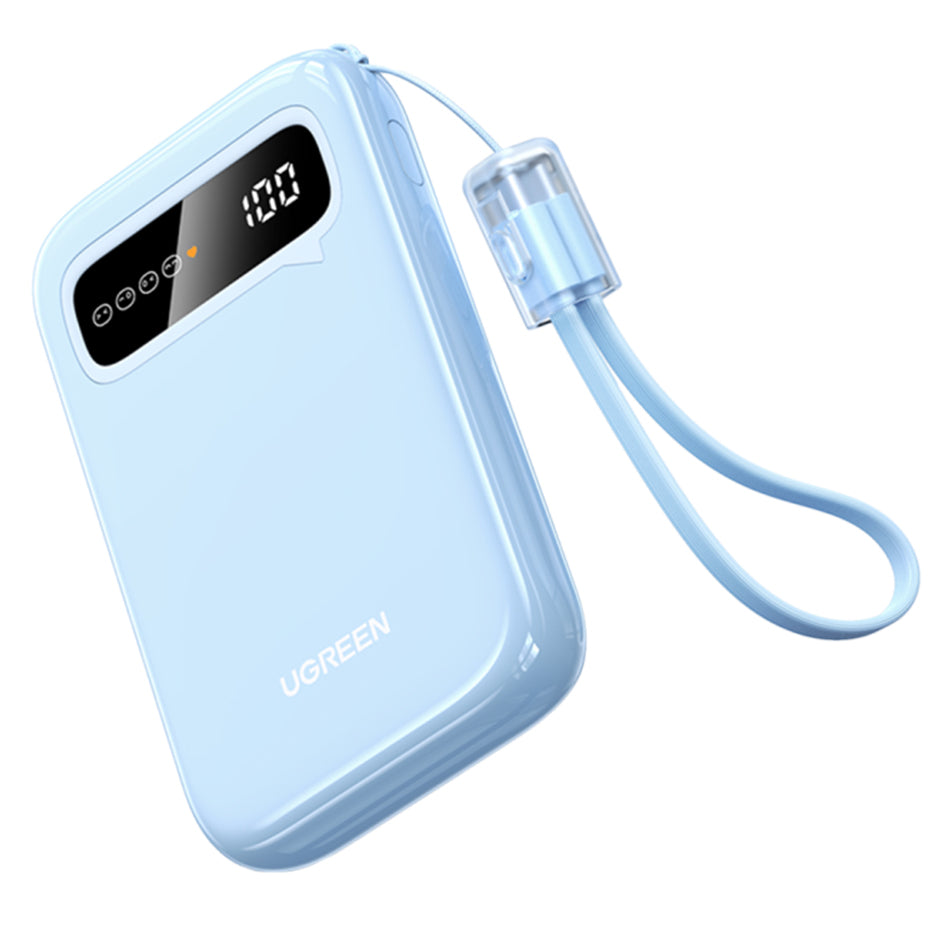 Bateria Externa UGREEN PB522, 10000mAh, 20W, QC + PD, 1 x USB-A - 1 x USB-C, Azul