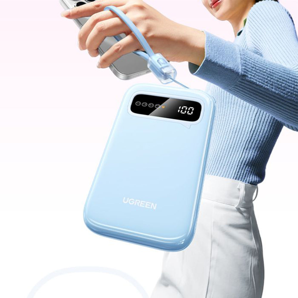 Bateria Externa UGREEN PB522, 10000mAh, 20W, QC + PD, 1 x USB-A - 1 x USB-C, Azul