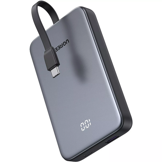 Bateria Externa UGREEN PB526 (75161B), 10000mAh, 20W, QC + PD, 1 x USB-A - 2 x USB-C, Cinzento