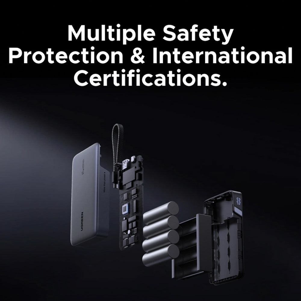 Bateria Externa UGREEN PB550, 20000mAh, 67W, QC + PD, 1 x USB-A - 2 x USB-C, Cinzento
