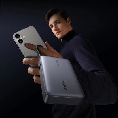 Bateria Externa UGREEN PB550, 20000mAh, 67W, QC + PD, 1 x USB-A - 2 x USB-C, Cinzento