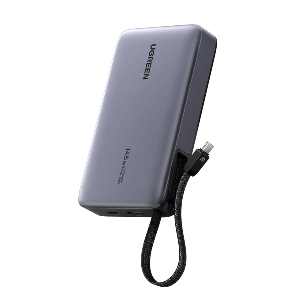 Bateria Externa UGREEN PB551 (55992), 20000mAh, 145W, QC + PD, 1 x USB-A - 2 x USB-C, Cinzento