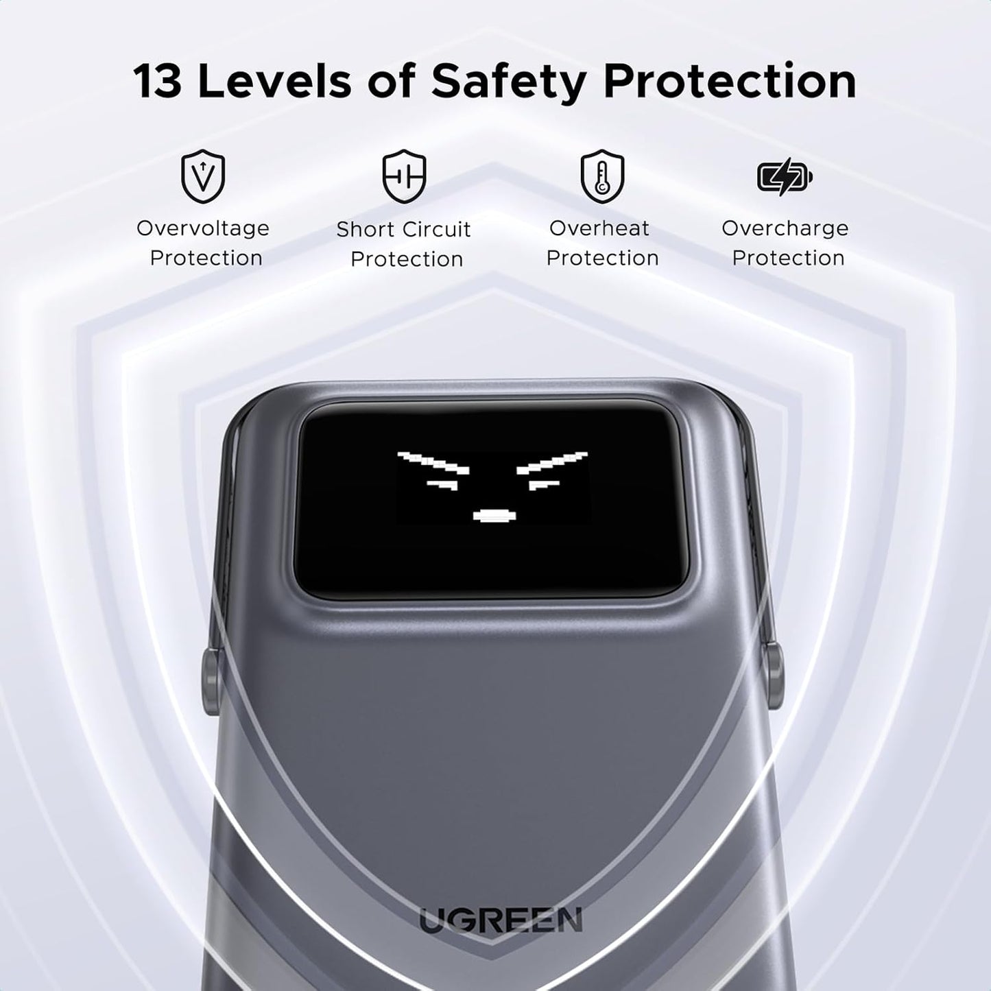Bateria Externa Wireless UGREEN PB572 Uno, 10000mAh, 20W, PD + FQI, 1 x QI - 1 x USB-C, Cinzento