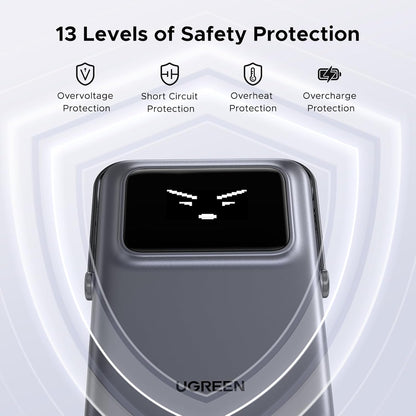 Bateria Externa Wireless UGREEN PB572 Uno, 10000mAh, 20W, PD + FQI, 1 x QI - 1 x USB-C, Cinzento