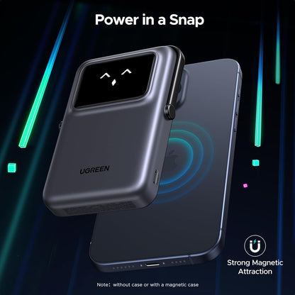 Bateria Externa Wireless UGREEN PB572 Uno, 10000mAh, 20W, PD + FQI, 1 x QI - 1 x USB-C, Cinzento