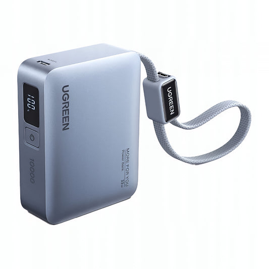 Bateria Externa UGREEN PB584 (75173B), 10000mAh, 33W, QC + PD, 1 x USB-A - 2 x USB-C, Azul