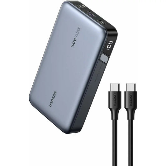 Bateria Externa UGREEN PB720 Nexode, 20000mAh, 100W, QC + PD, 1 x USB-A - 2 x USB-C, Cinzento, Reembalada
