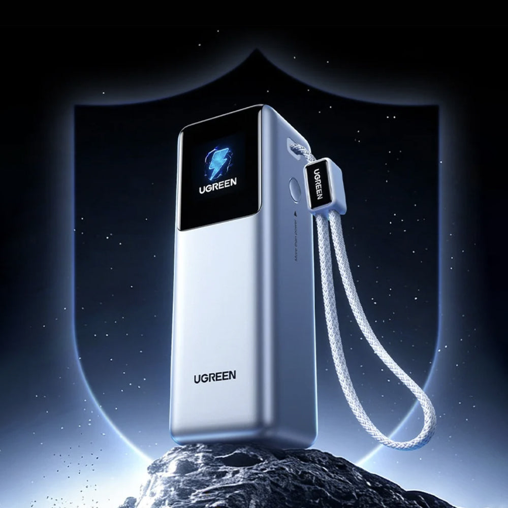 Bateria Externa UGREEN PB728 (75702B), 25000mAh, 200W, QC + PD, 1 x USB-A - 2 x USB-C, Cinzento