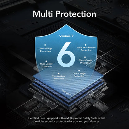 Bateria Externa Veger L10S, 10000mAh, 20W, QC + PD, 1 x USB-C - 2 x USB-A, Preta