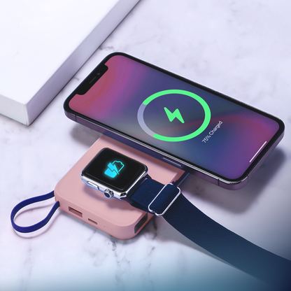 Bateria Externa Wireless 3MK PastelUp, 10000mAh, 22.5W, QC + PD + FQI, 1 x USB-A - 1 x USB-C - 2 x QI, Rosa