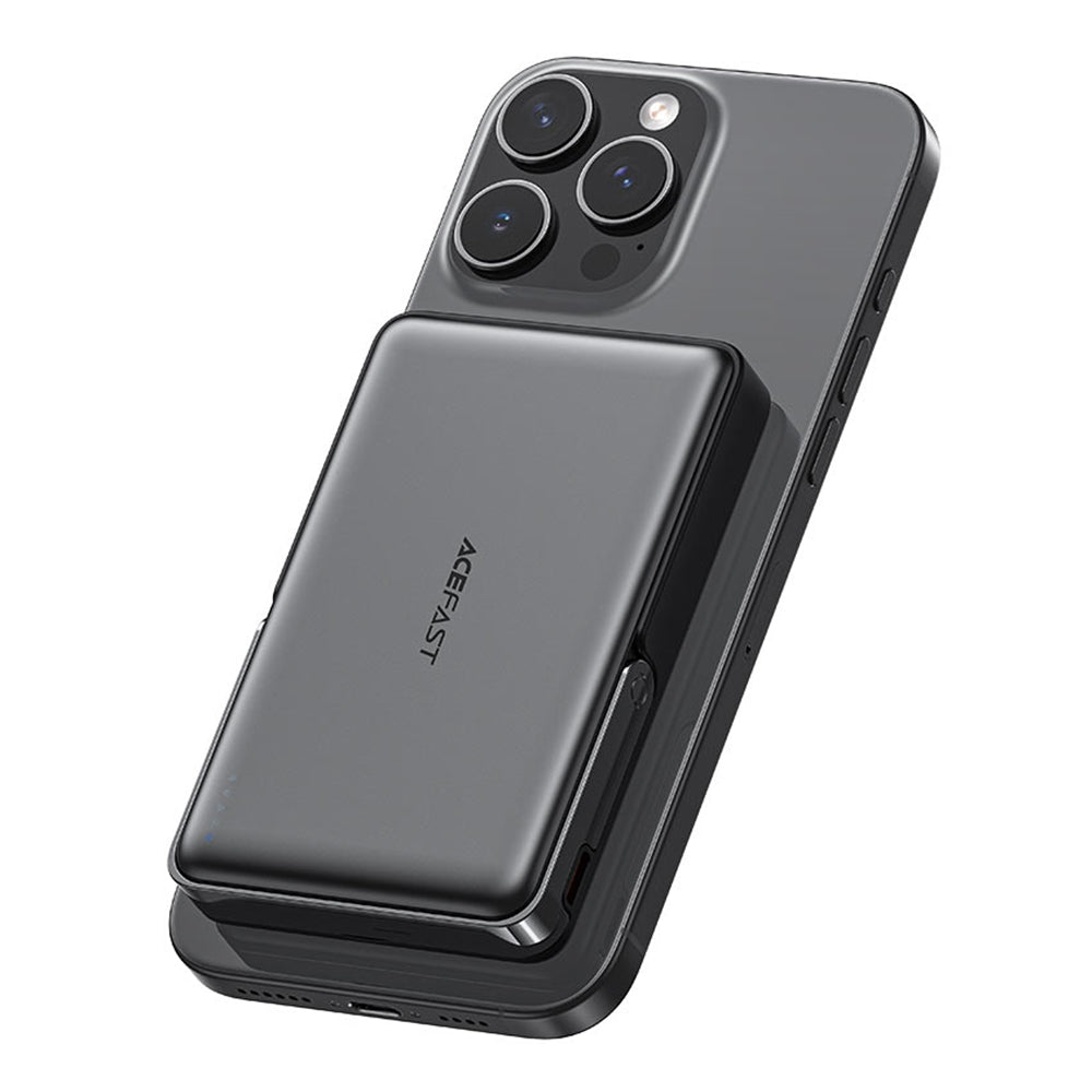 Bateria Externa Wireless Acefast M17, 10000mAh, 22.5W, PD + FQI, 1 x QI - 1 x USB-C, Preta