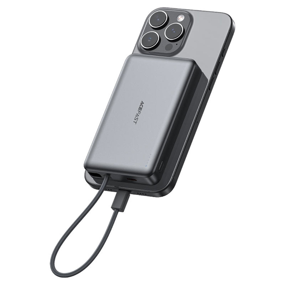 Bateria Externa Wireless Acefast M18, 10000mAh, 22.5W, PD + FQI, 1 x QI - 2 x USB-C, Preta