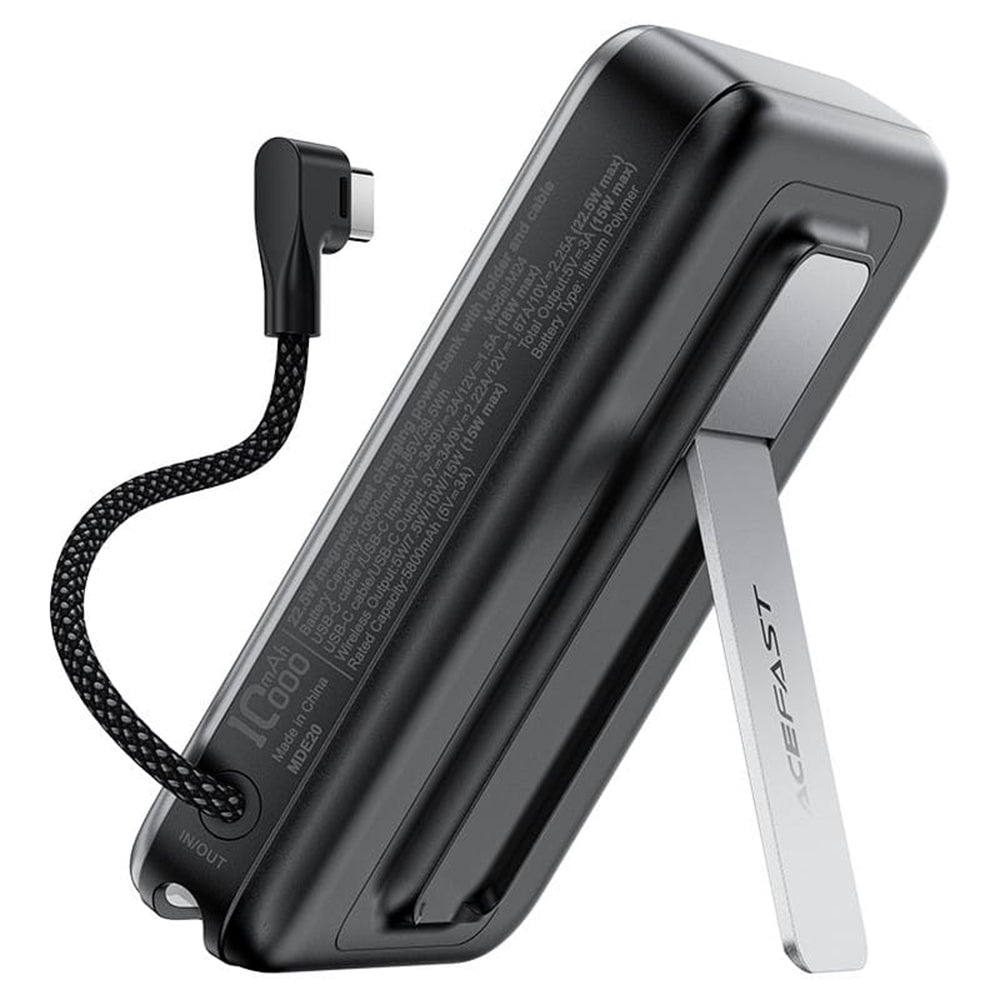 Bateria Externa Wireless Acefast M24, 10000mAh, 22.5W, PD + FQI, 1 x QI - 2 x USB-C, Cinza