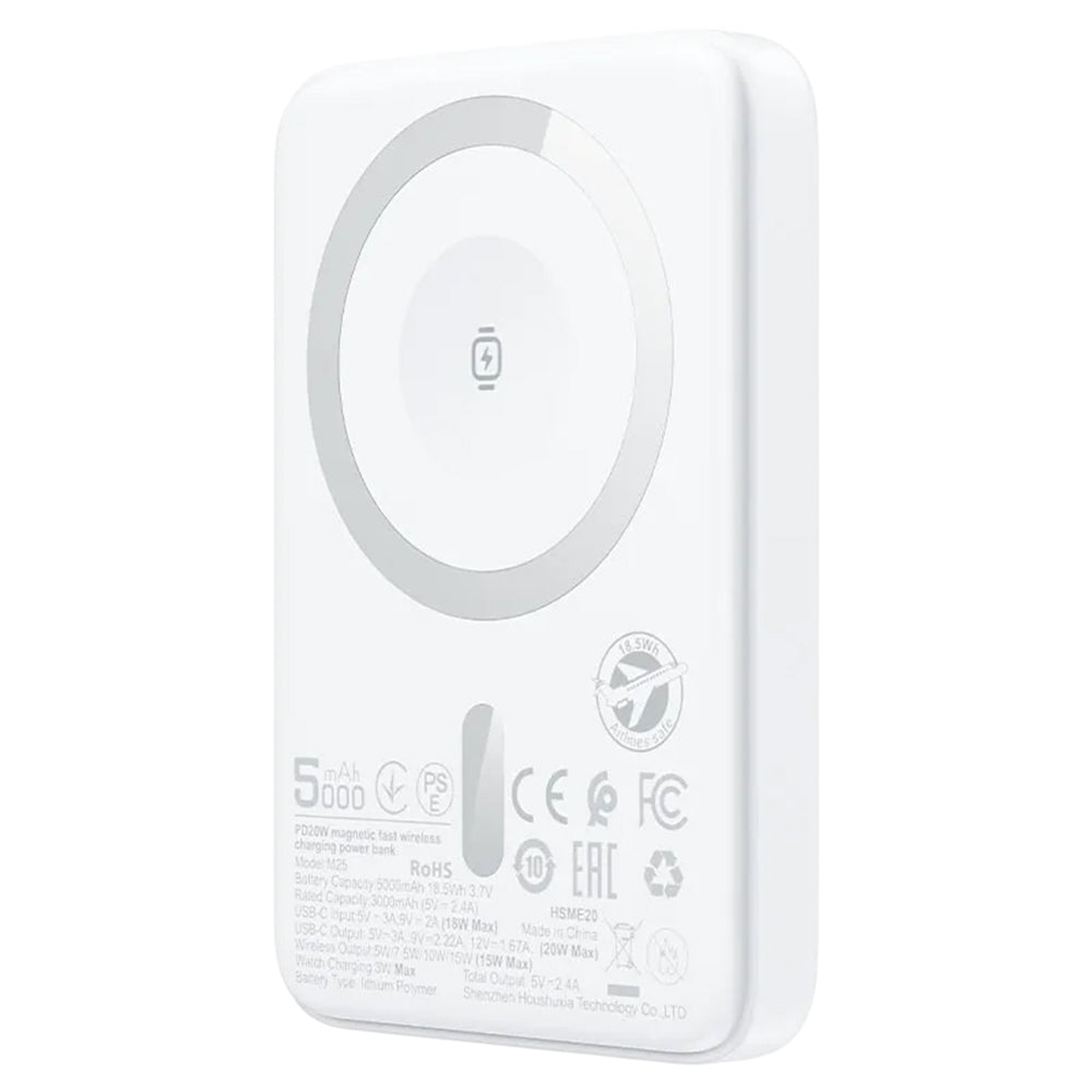 Bateria Externa Wireless Acefast M25, 5000mAh, 20W, PD + FQI, 1 x QI - 1 x USB-C, Branca