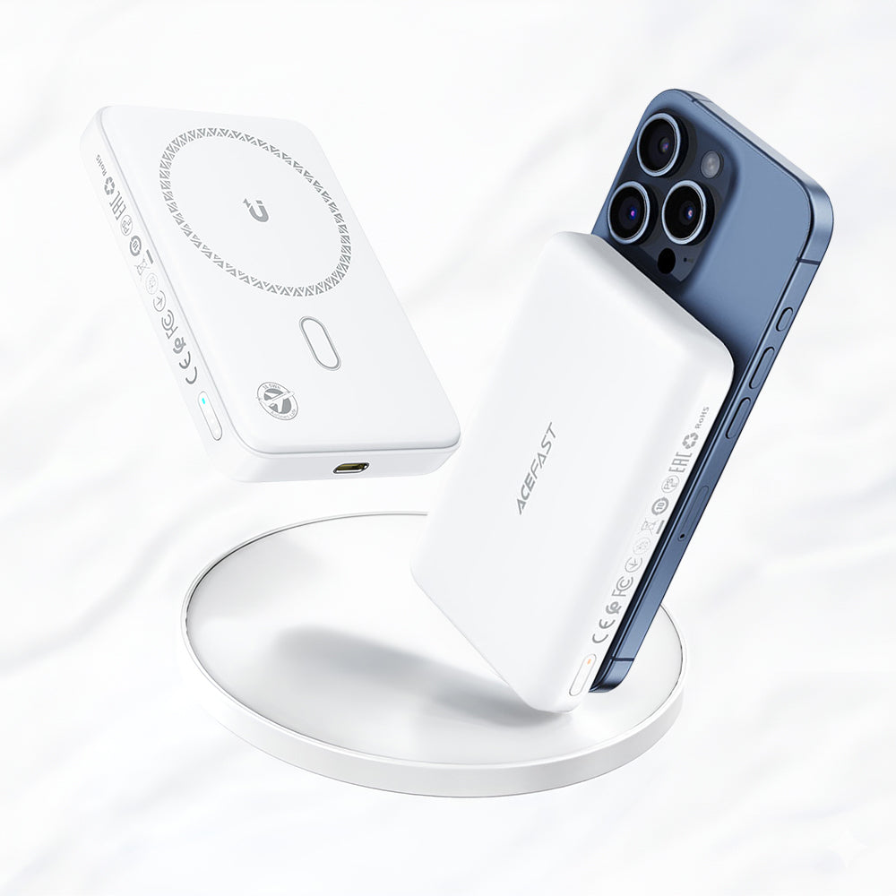 Bateria Externa Wireless Acefast M26, 10000mAh, 20W, PD + FQI, 1 x QI - 1 x USB-C, Branca