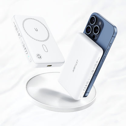 Bateria Externa Wireless Acefast M26, 10000mAh, 20W, PD + FQI, 1 x QI - 1 x USB-C, Branca