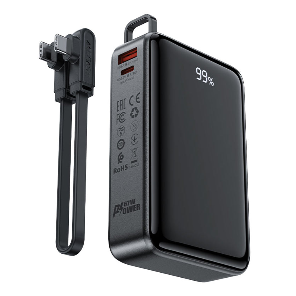 Bateria Externa Acefast M4, 20000mAh, 67W, PD, 1 x USB-A - 2 x USB-C, Preta
