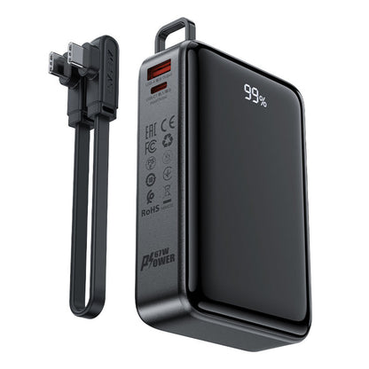 Bateria Externa Acefast M4, 20000mAh, 67W, PD, 1 x USB-A - 2 x USB-C, Preta