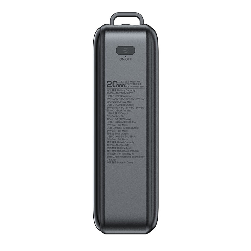 Bateria Externa Acefast M4, 20000mAh, 67W, PD, 1 x USB-A - 2 x USB-C, Preta