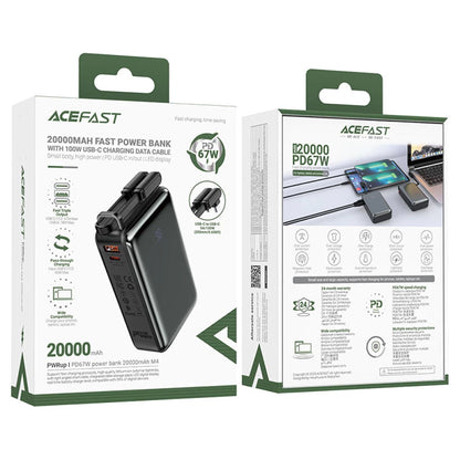 Bateria Externa Acefast M4, 20000mAh, 67W, PD, 1 x USB-A - 2 x USB-C, Preta