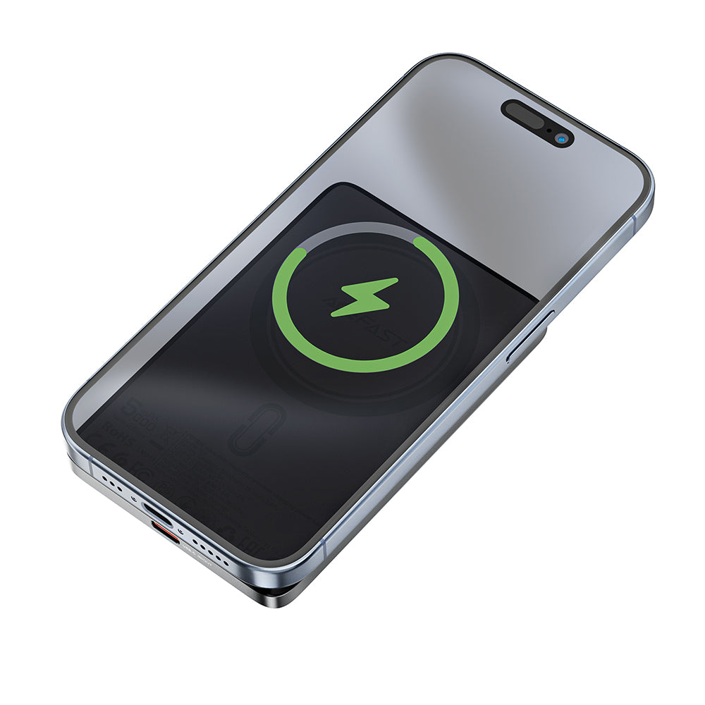 Bateria Externa Wireless Acefast M8, 5000mAh, 18W, PD + FQI, 1 x QI - 1 x USB-C, Preta