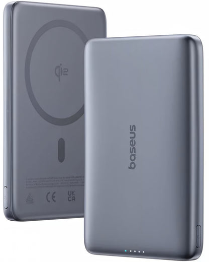 Bateria Externa Wireless Baseus PicoGo AM41, 10000mAh, 27W, PD + FQI, 1 x QI - 1 x USB-C, Cinza E0027200