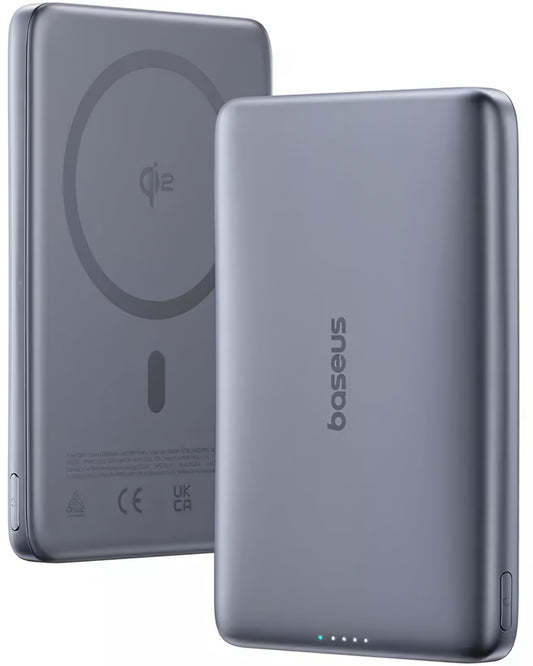 Bateria Externa Wireless Baseus PicoGo AM41, 10000mAh, 27W, PD + FQI, 1 x QI - 1 x USB-C, Cinza E0027200