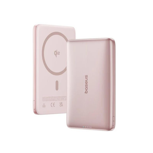 Bateria Externa Wireless Baseus PicoGo AM41, 10000mAh, 27W, PD + FQI, 1 x QI - 1 x USB-C, Rosa E0027202
