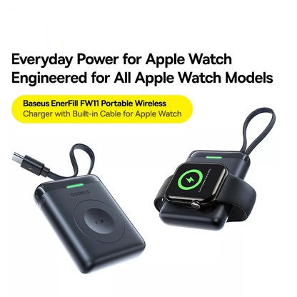 Bateria Externa Wireless Baseus EnerFill FW11 para Apple Watch Series, 1640mAh, 5W, 1 x QI, Preta E0205301