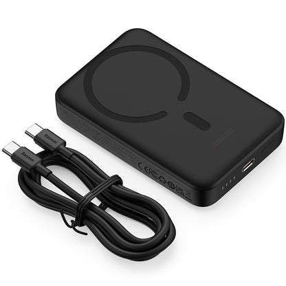 Bateria externa sem fios Baseus Magnetic Mini, 10000mAh, 30W, PD + FQI, 1 x QI - 1 x USB-C, preto PPCX110201 